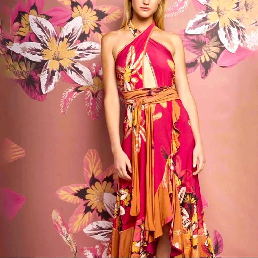 Patbo Carmen Floral Halter Wrap Dress